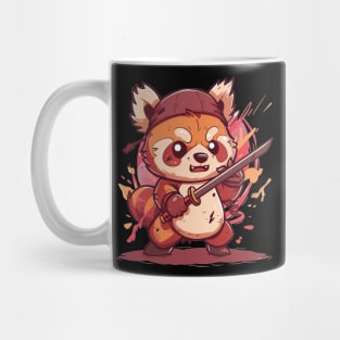 Kawaii Samurai Red Panda with sword Mug